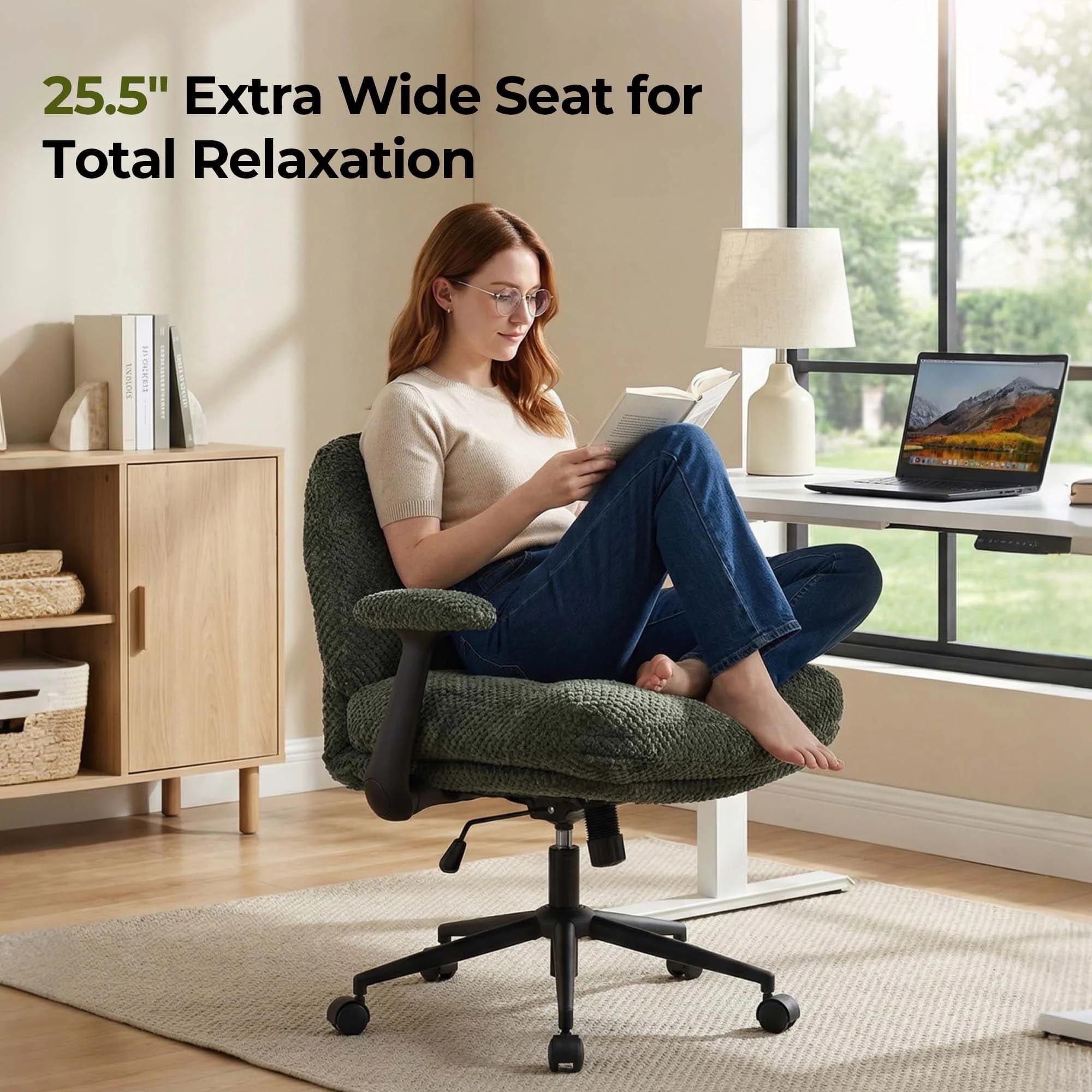 Green Pineapple Textured Chenille Swivel Desk Chair