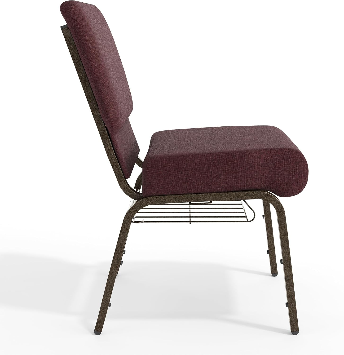 Flash Furniture HERCULES Series 21''W Church Chair in Plum Fabric with Cup Book Rack - Gold Vein Frame