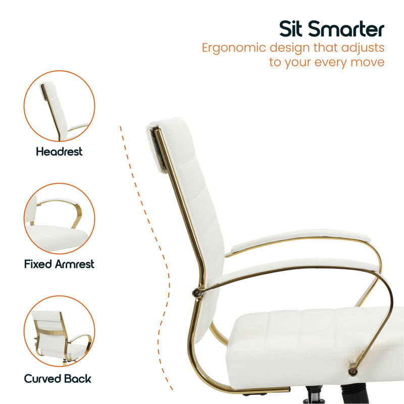 Benmar white leather office chairs – view 4