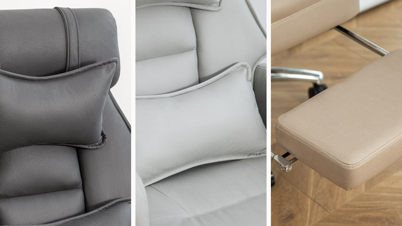 Beige tech leather office chair – view 7