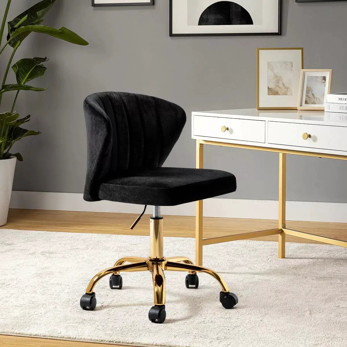 Ilia Comtemperary Swivel Office Chair with Channel Tufted Back | Karat Home