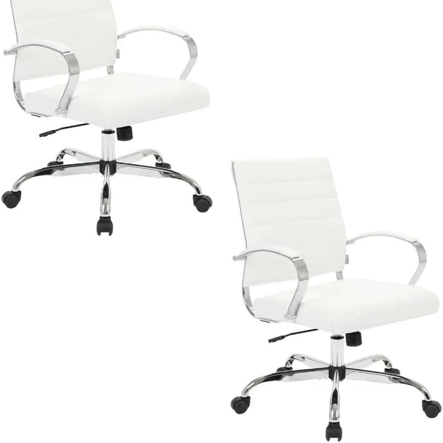 Leisuremod Benmar Leather Office Desk Chair, Mid-Back Ergonomic Swivel Chair with Lumbar Support, Adjustable Height, Tilt Lock, Cushioned Seat & Back, Home Office Task Chair (Tan, Single)