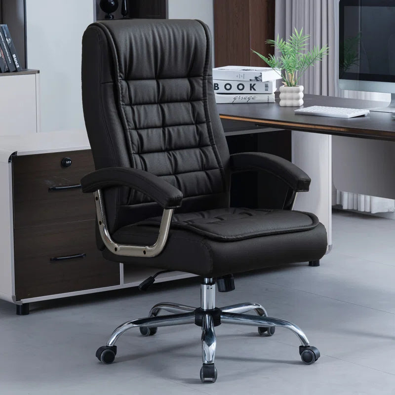 Allard Ergonomic Faux Tufted Leather Executive Office Chair with Padded Armrest