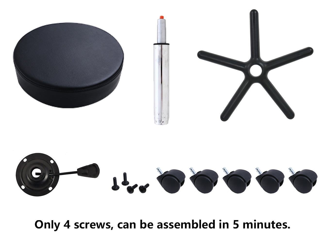 PU leather rolling stool – view 7