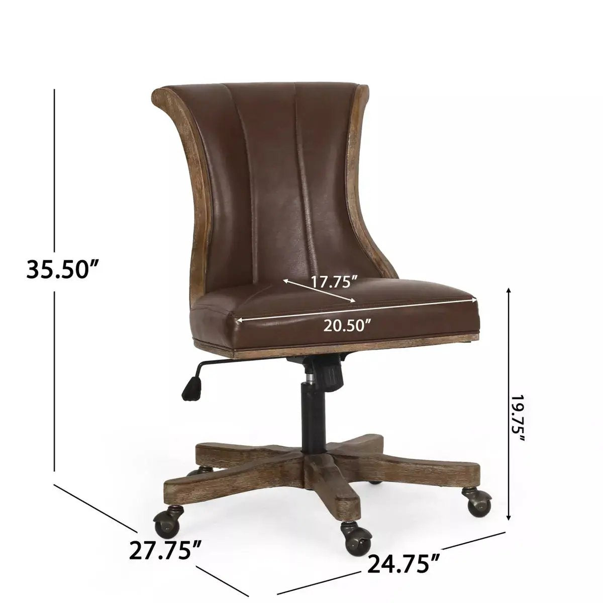Coulee Contemporary Upholstered Roll Back Swivel Office Chair Dark Brown/Natural - Christopher Knight Home: Ergonomic, Adjustable Height