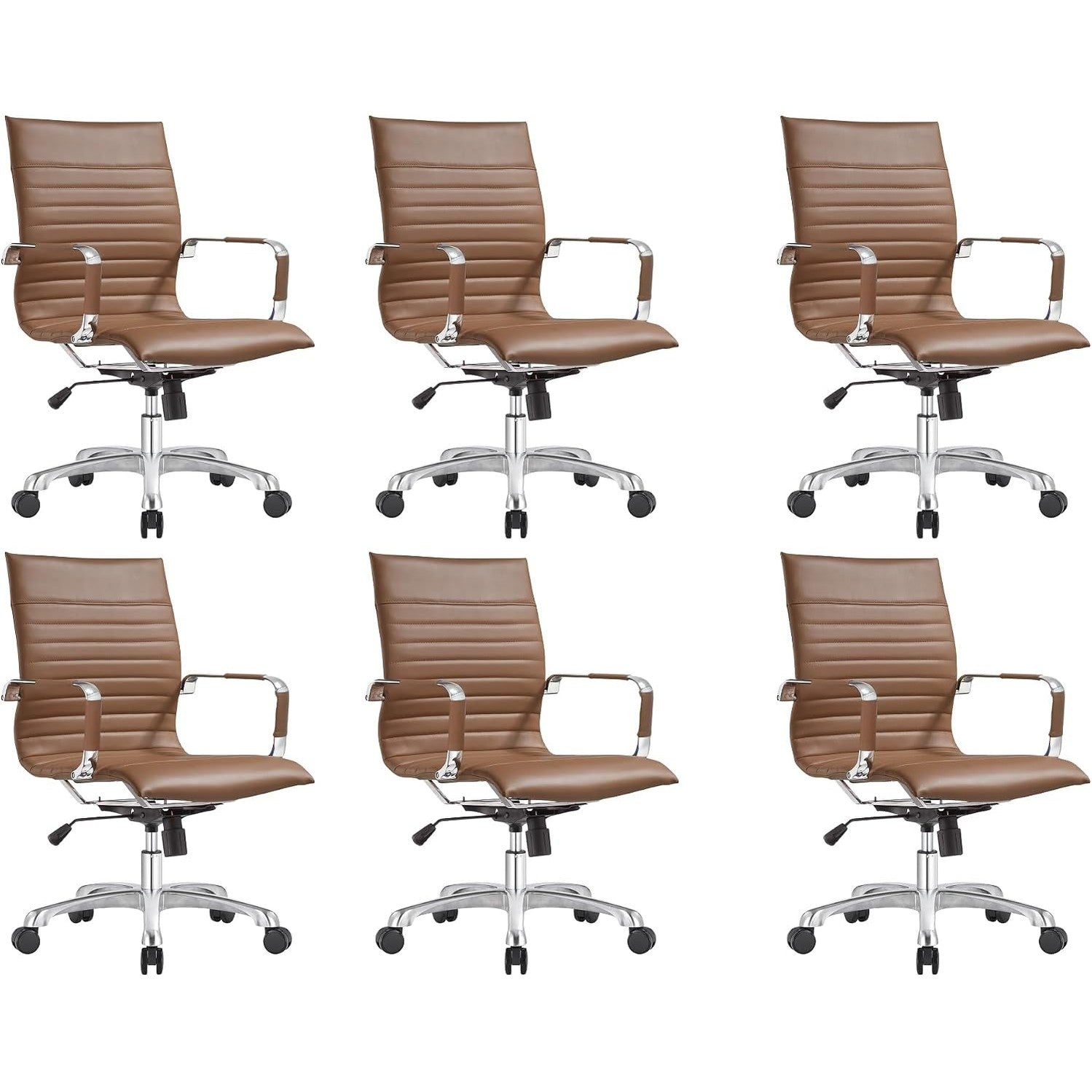 Leisuremod Ergonomic Executive Office Chair with Lumbar Support – Adjustable Leather Swivel Desk Chair, High Back Computer Chair Home & Office with Rolling Wheels & Chrome Base