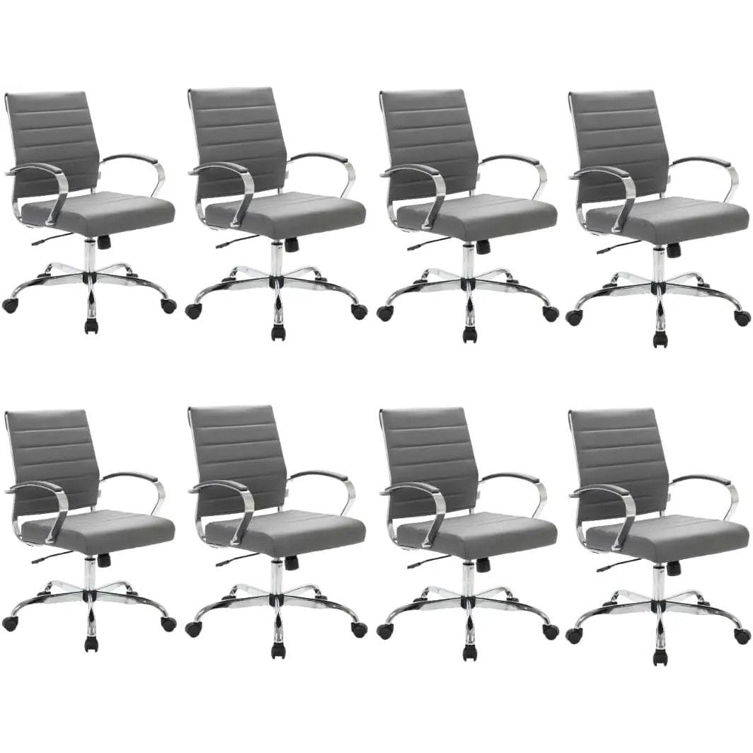 Leisuremod Benmar Leather Office Desk Chair, Mid-Back Ergonomic Swivel Chair with Lumbar Support, Adjustable Height, Tilt Lock, Cushioned Seat & Back, Home Office Task Chair (Tan, Single)