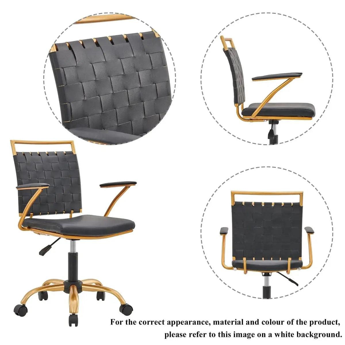 CAROCC Home Office Desk Chair Gold with Throw Pillow