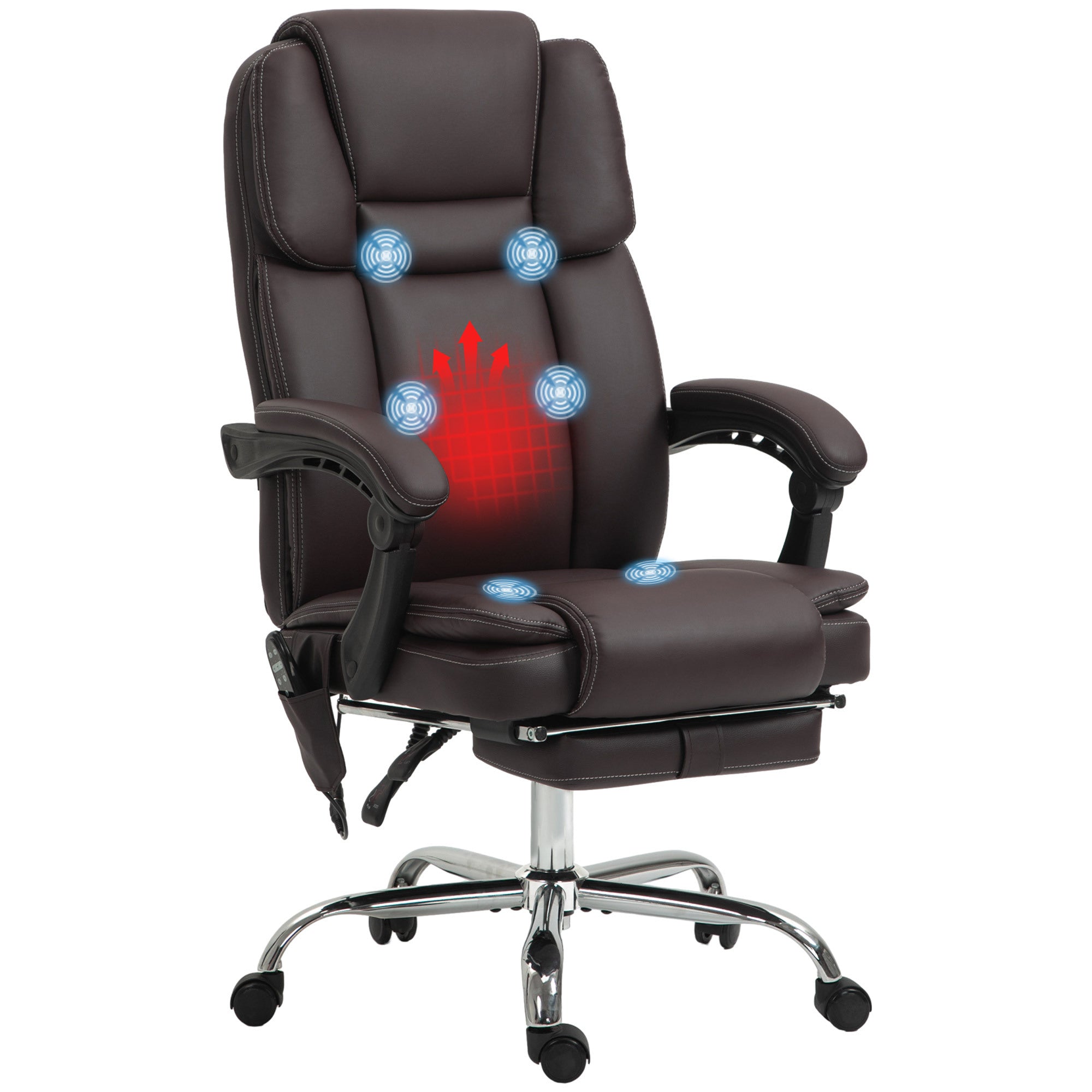 Vinsetto 6-Point Vibration Massage Office Chair with Heat, Brown - Platinum-Level Office Chairs