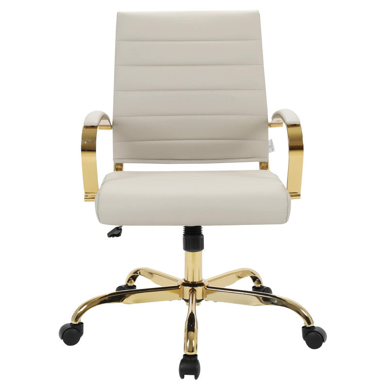 Set of 2 tan leather office chairs – view 7