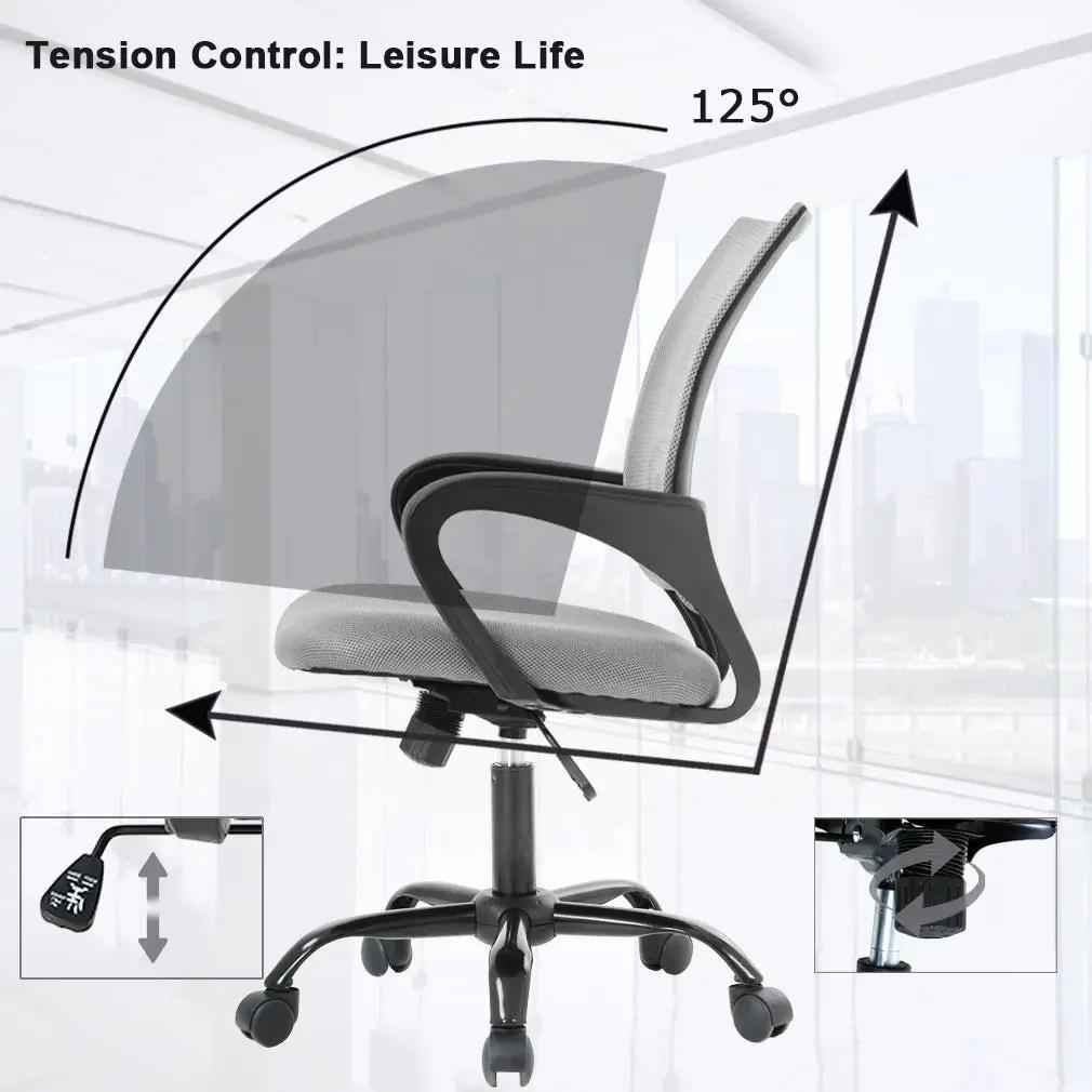 Bestoffice Ergonomic Office Chair, Lumbar Support, Adjustable Height with Armrests for Adults(Grey)