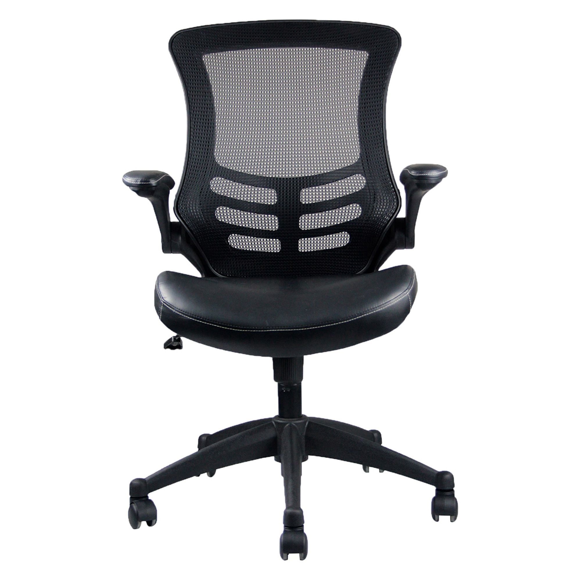 Techni Mobili mesh mid-back office chair, black, side angle