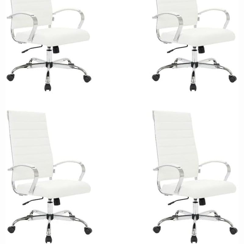 Leisuremod Benmar Modern High-Back Office Chair, 360-Degree Adjustable Swivel Task Furniture in Leather Upholstery with Ribbed Backrest for Home and Office