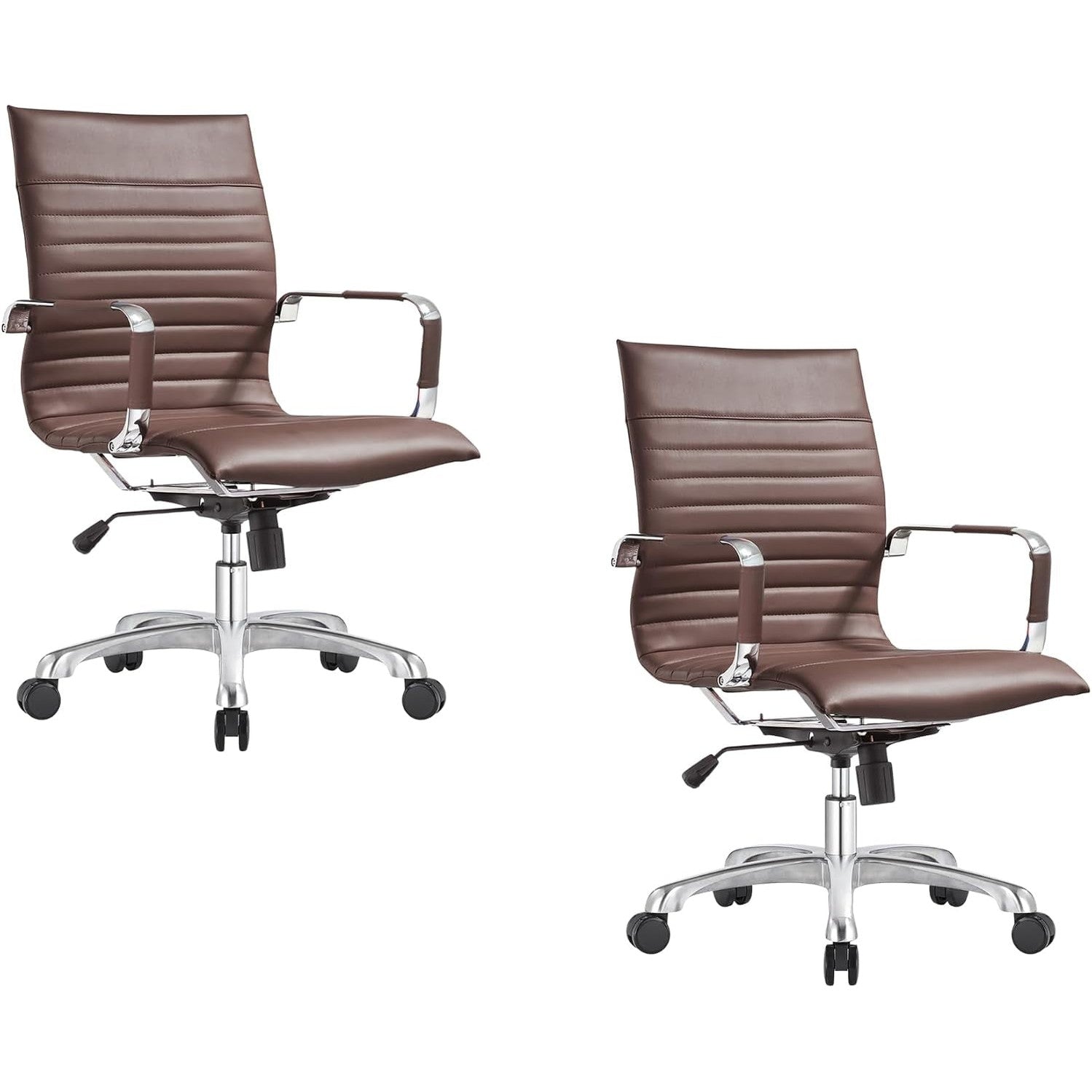 Leisuremod Ergonomic Executive Office Chair with Lumbar Support – Adjustable Leather Swivel Desk Chair, High Back Computer Chair Home & Office with Rolling Wheels & Chrome Base