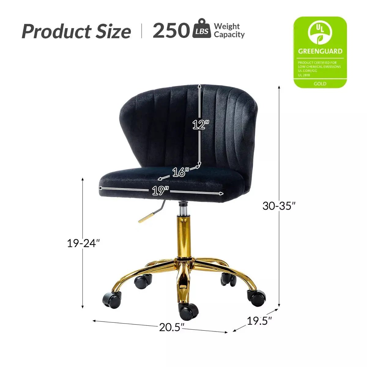 Ilia Comtemperary Swivel Office Chair with Channel Tufted Back | Karat Home