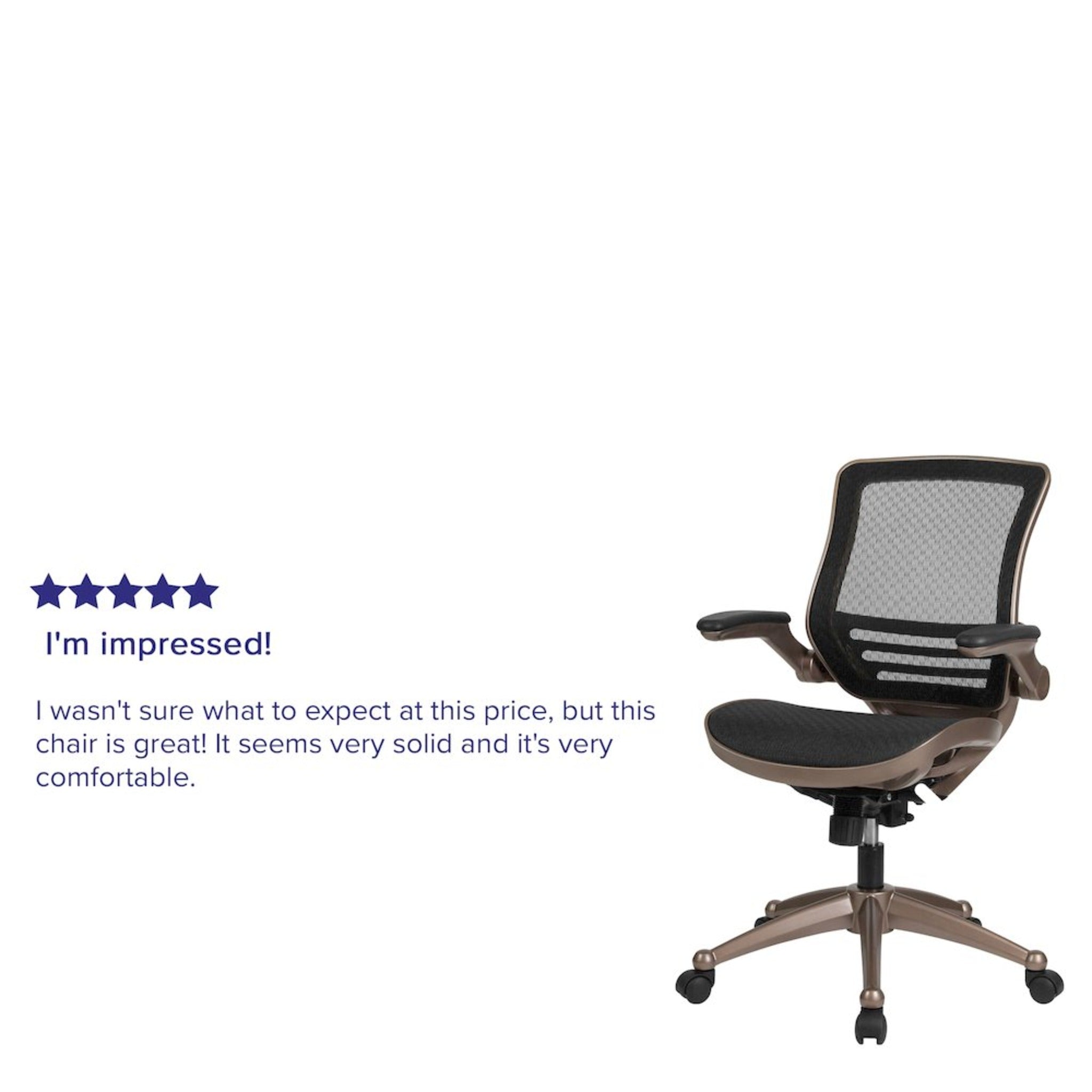 Mid-Back Black Mesh Executive Swivel Office Chair with Melrose Gold Frame