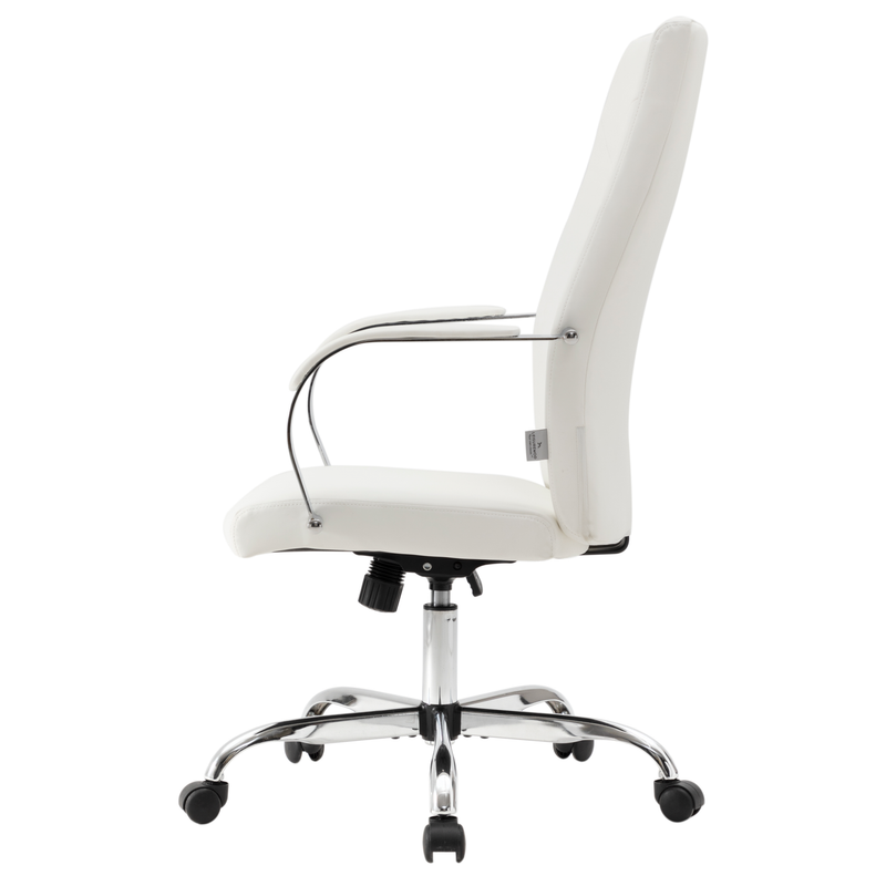 20 PCS Sonora Ergonomic High-Back Leather Desk Office Chair with Chrome Base and Tilt for Home Office - White
