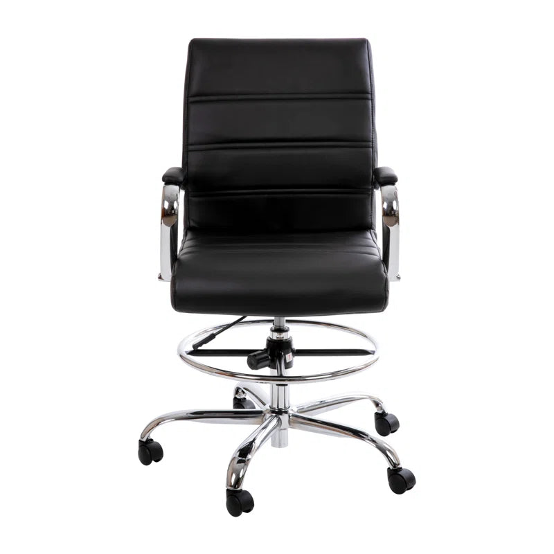 Adjuto Ergonomic Upholstered Mid-Back Swivel Office Chair with Foot Ring