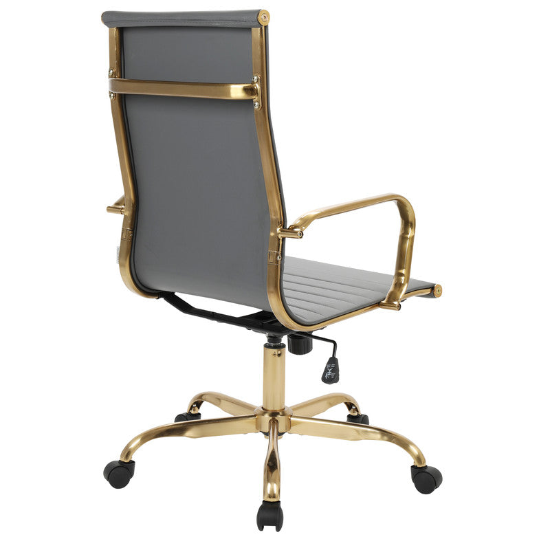17 PCS Harris Modern High-Back Leather Upholstered Office Chair with Tilt & Swivel for Home Office - Grey