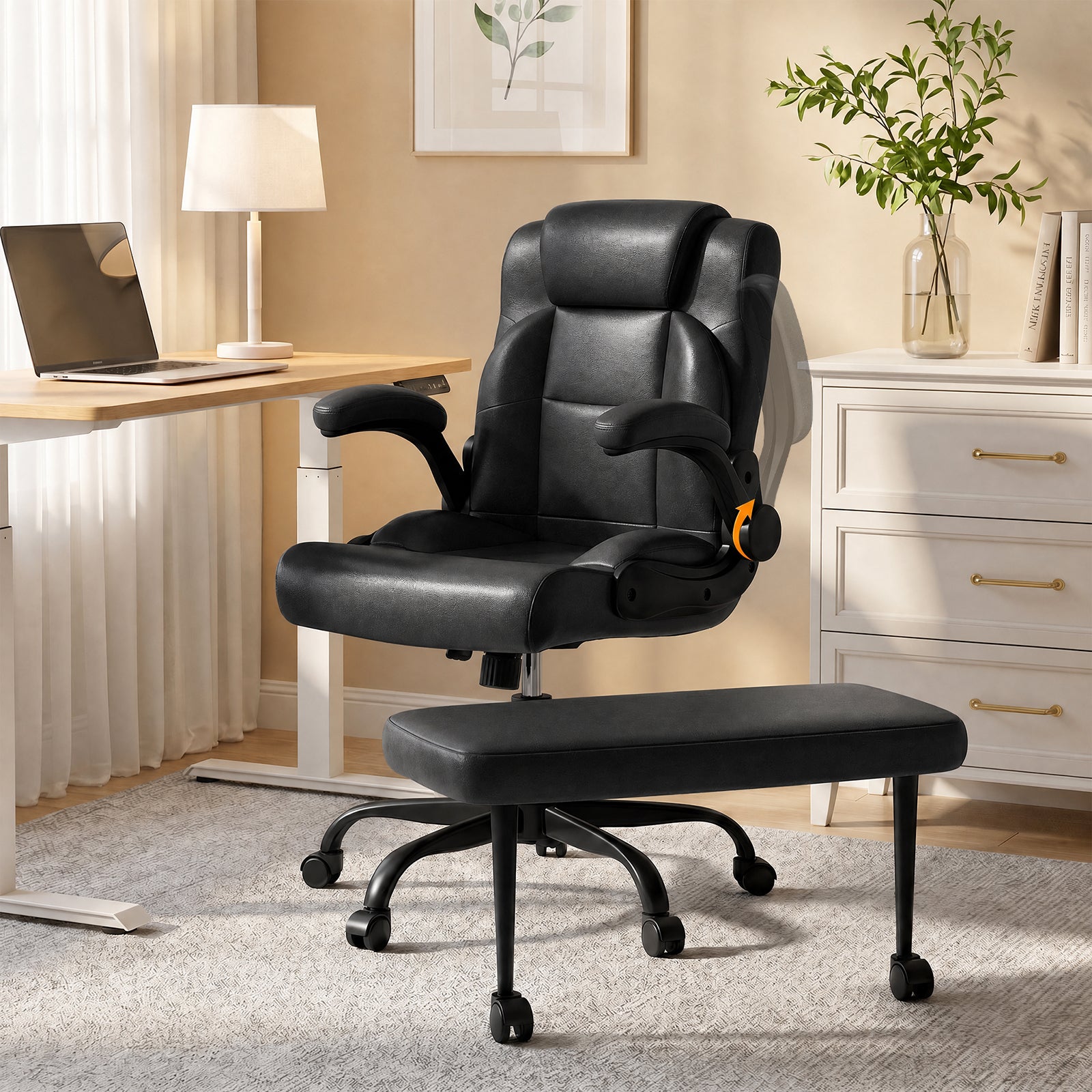 Ergonomic Office Chair With Height Adjustable Swivel And Footrest - Platinum-Level Office Chairs