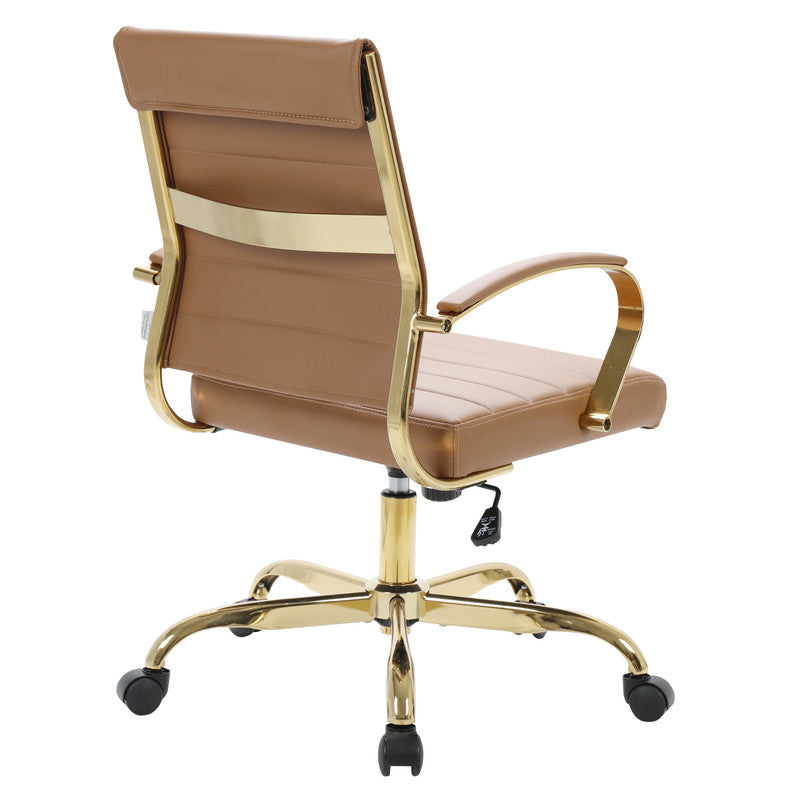 Set of 2 brown leather office chairs – view 10