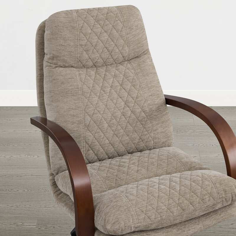 Upholstered Swivel Office Chair with Wood Arms