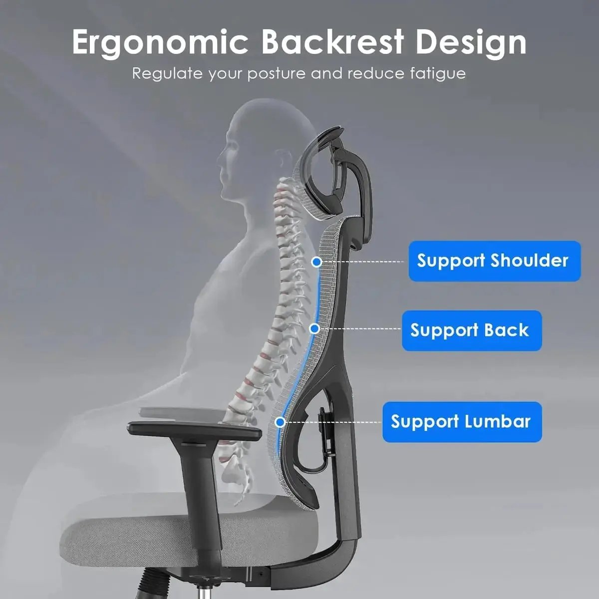 Ergonomic Mesh Office Chair with Adjustable Lumbar Support and - Platinum-Level Office Chairs