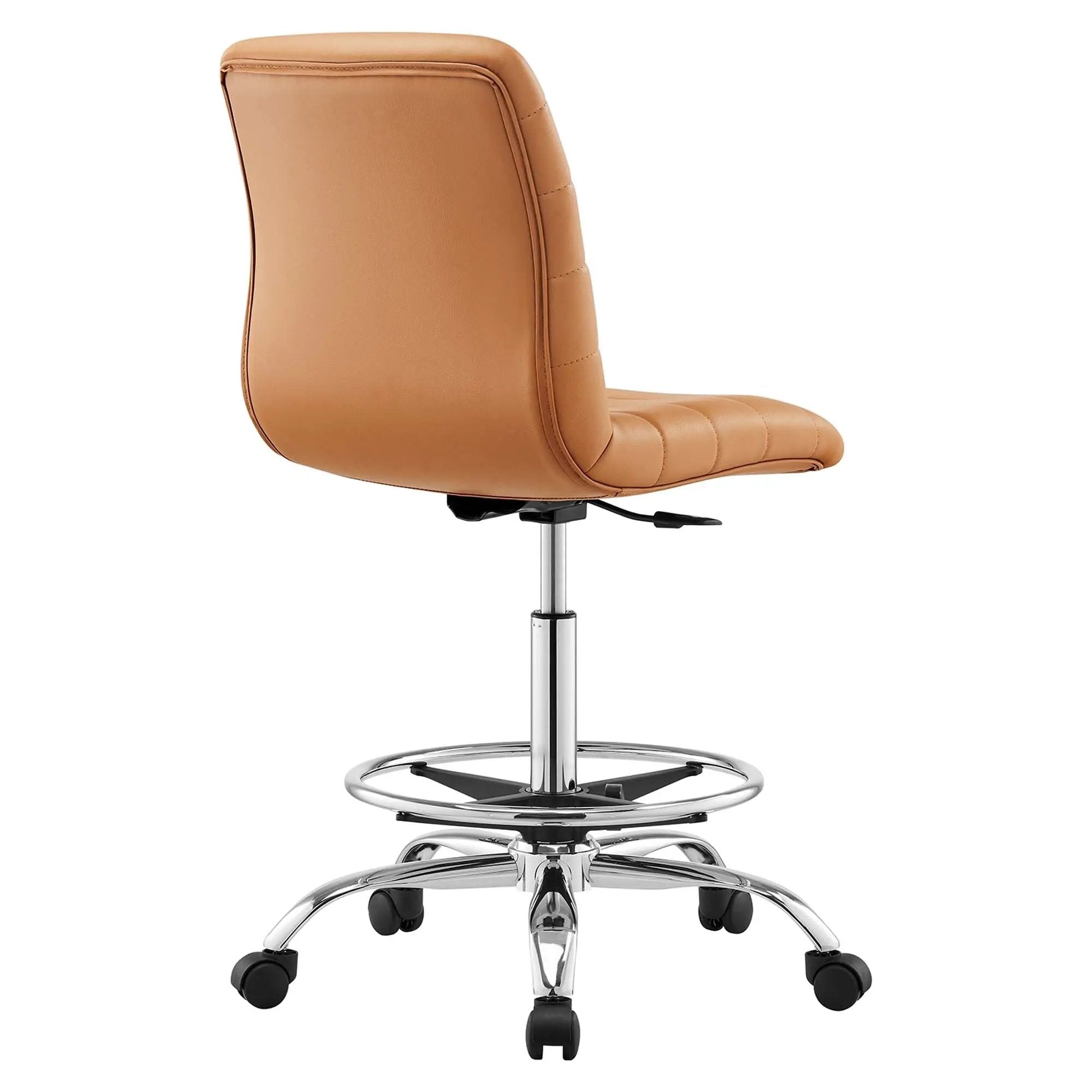 Drafting Chair Vegan Leather Armless Adjustable Stool