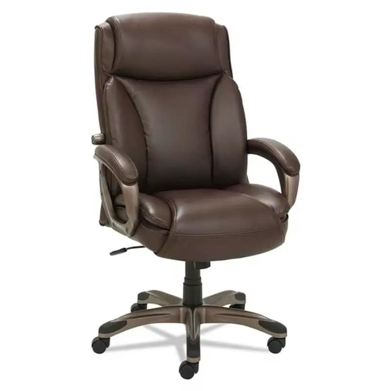Alera Veon executive high-back leather office chair, brown, rolling base