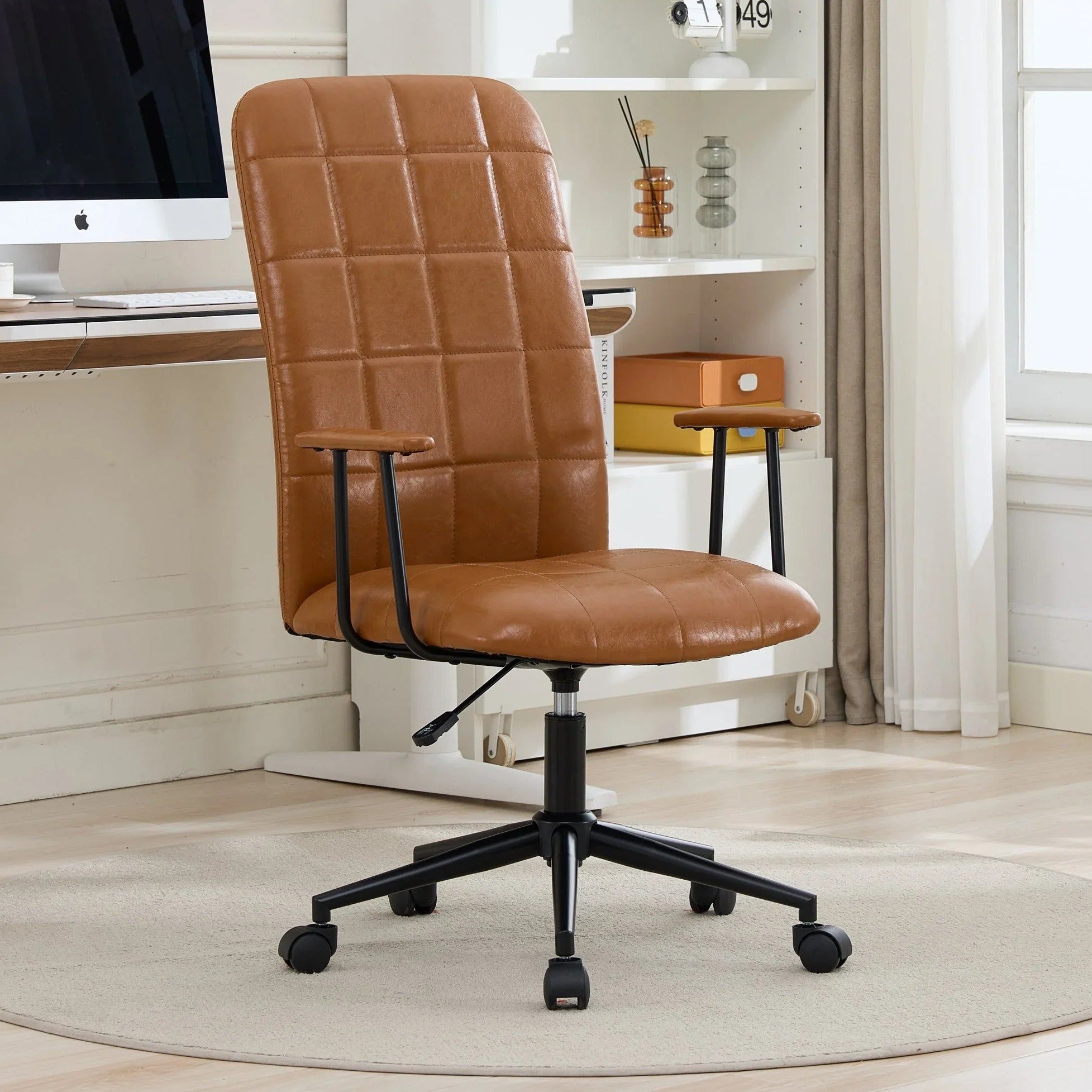 Antique Brown PU Leather Office Chair With Armrest And Gas Lift by Platinum-Level Office Chairs