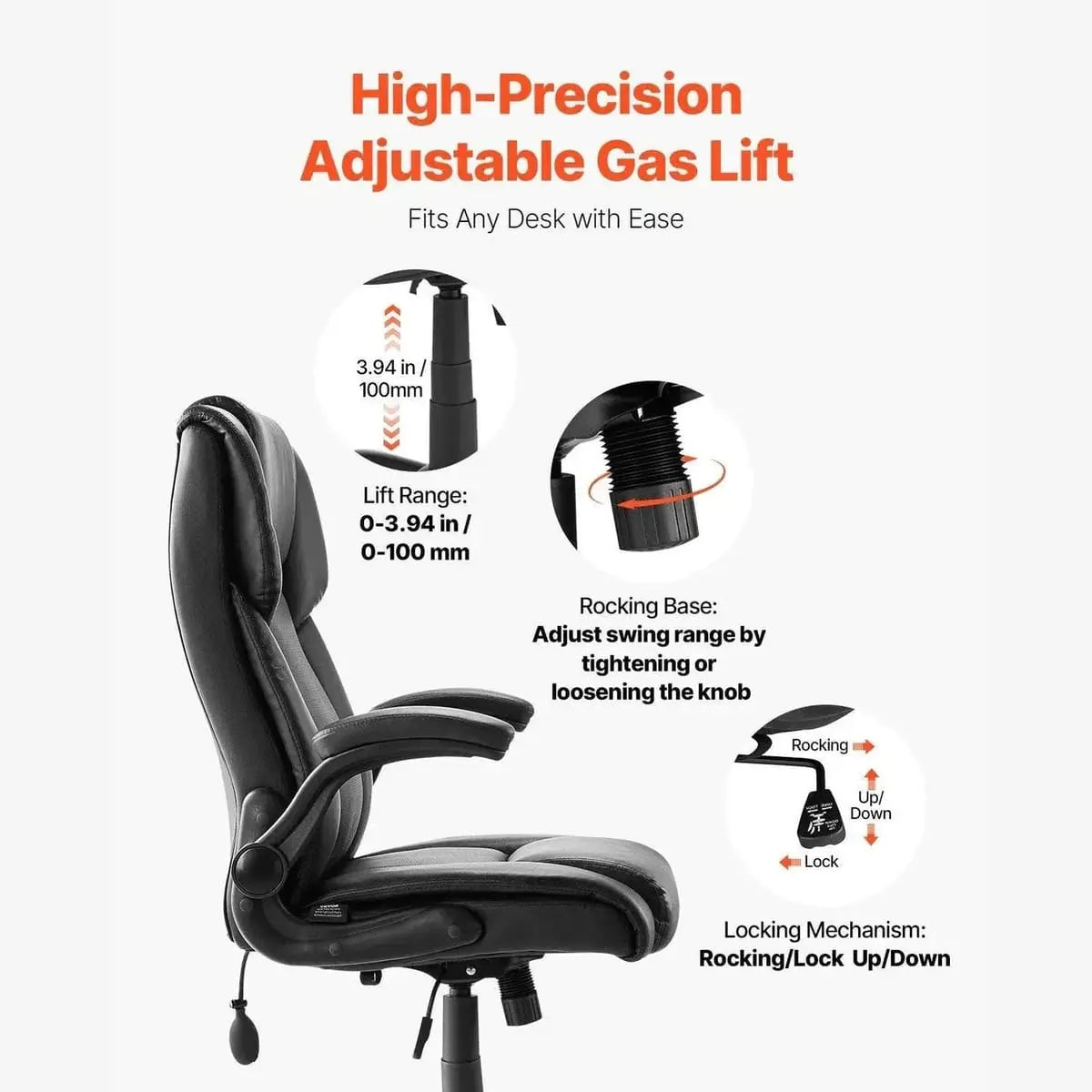 Executive Chair With Adjustable Lumbar Support And Flip Up Armrests Doba