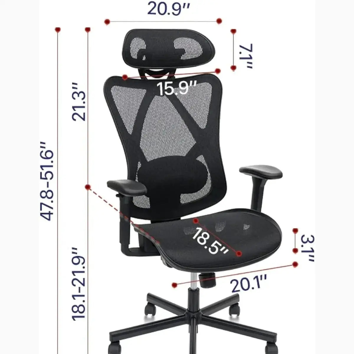 Doba ergonomic mesh office chair with adjustable lumbar support and headrest for comfortable sitting.