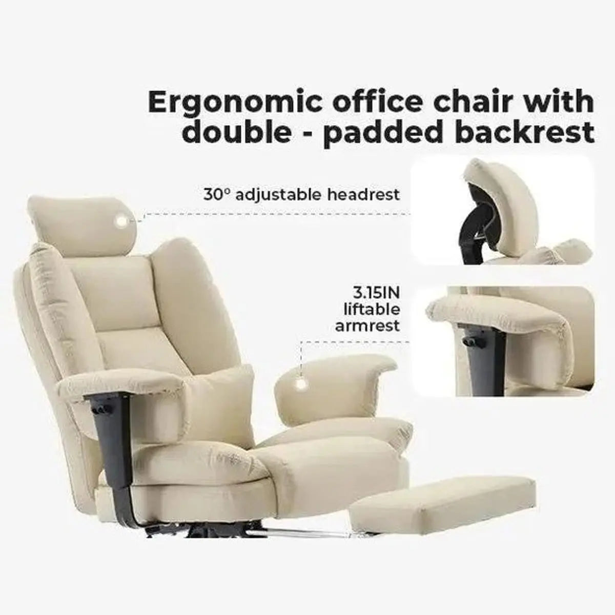 Ergonomic Office Chair 200 Kg Capacity PU Leather With Lumbar Support Doba