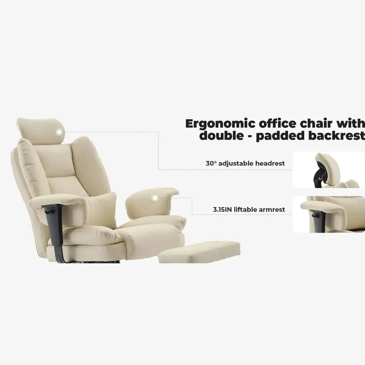 Ergonomic Office Chair 200 Kg Capacity PU Leather With Lumbar Support Doba