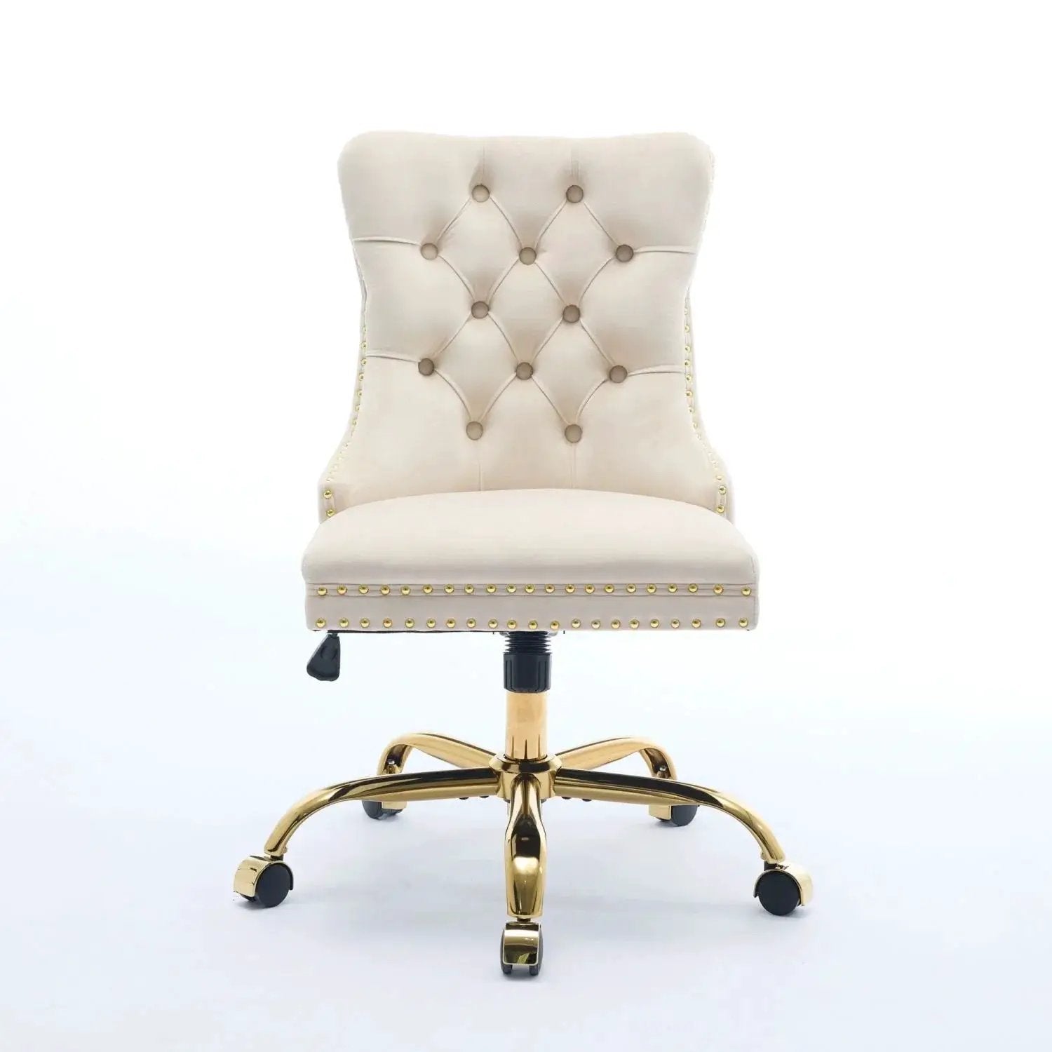 Doba luxurious velvet office chair with golden base, ergonomic design, ideal for home office use and all-day comfort