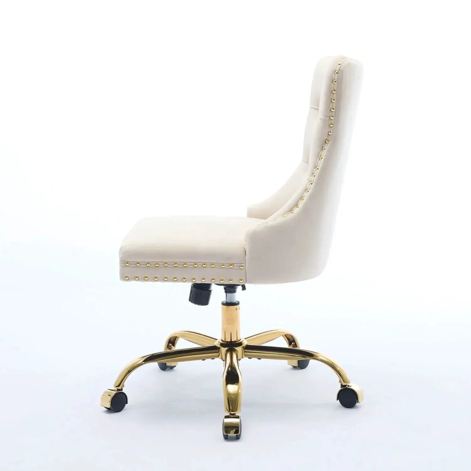 Luxurious velvet office chair with golden base by Doba, ideal for comfortable all-day home office seating.