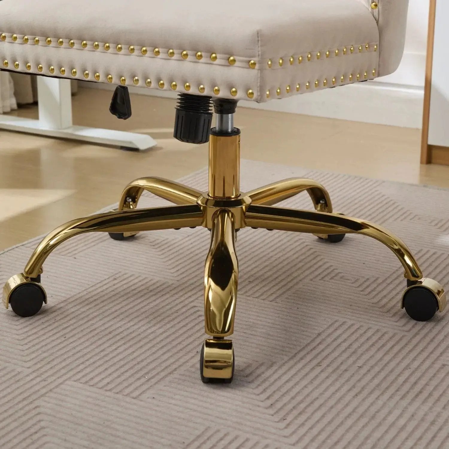 Doba luxurious velvet office chair with gold base, ergonomic design for comfortable all-day home office seating