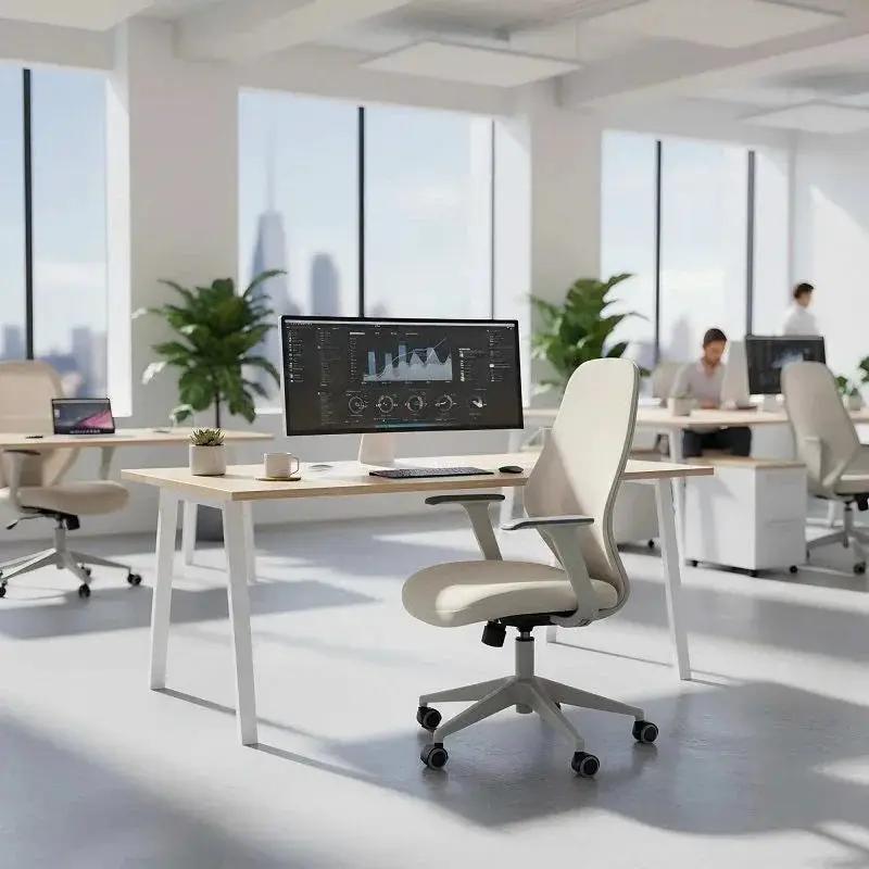 Beige Doba ergonomic mesh office chair with height adjustment and breathable back for comfortable seating.