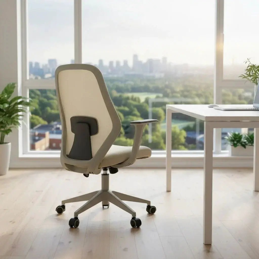 Doba beige ergonomic mesh office chair with height adjustment and breathable back support, ideal for comfortable workspace seating.