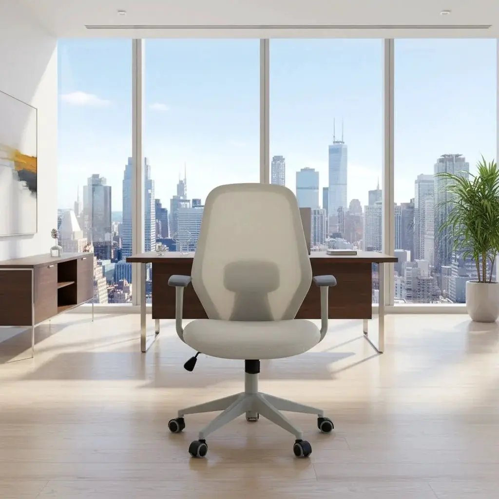 Doba beige ergonomic mesh office chair with height adjustment and breathable back for comfortable seating and support