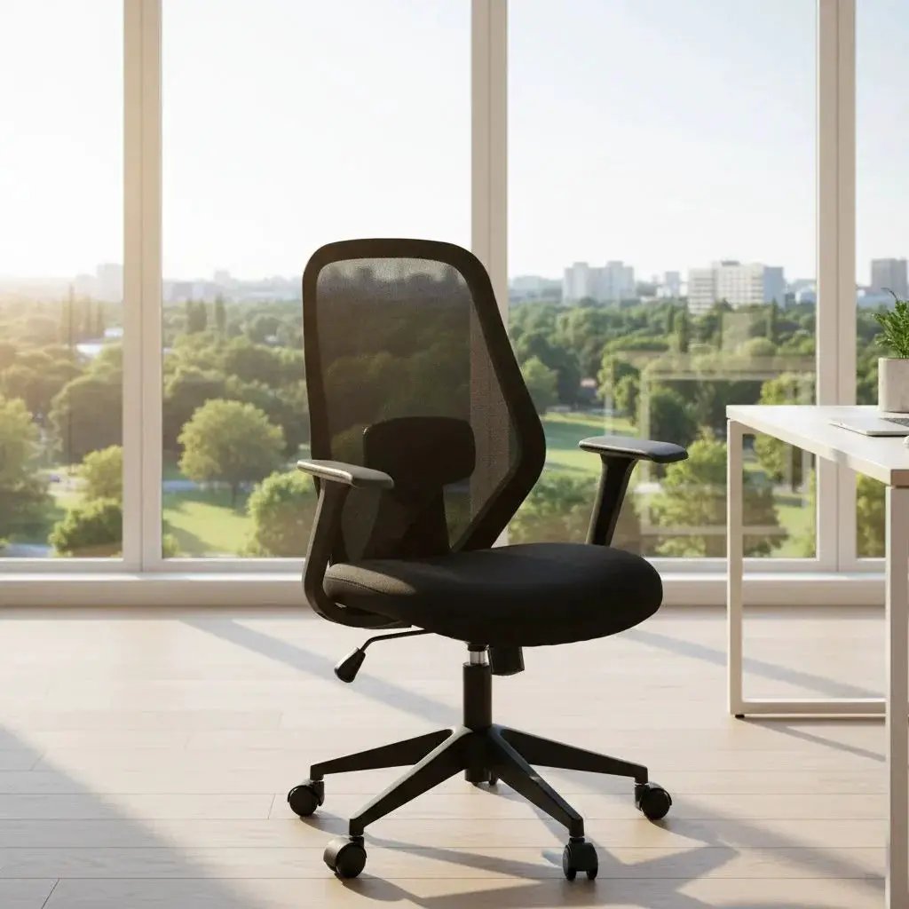 Doba beige ergonomic mesh office chair with height adjustment and breathable back support for comfortable seating.