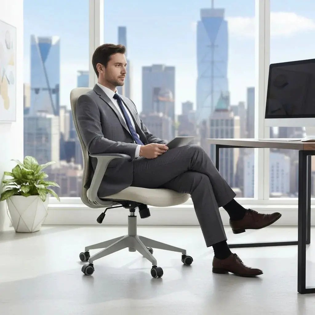 Doba beige ergonomic mesh office chair with height adjustment and breathable back support for comfortable seating.
