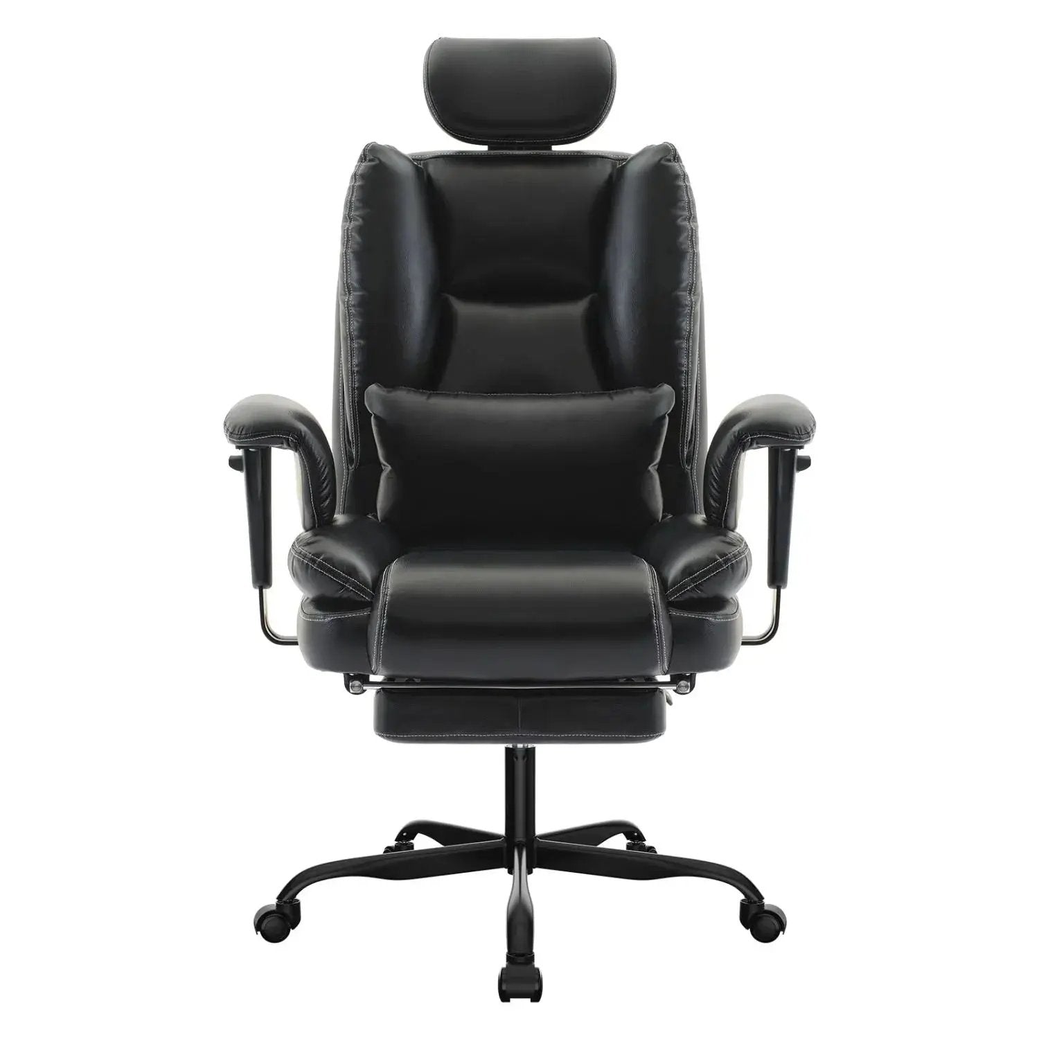 Doba ergonomic high-back office chair with liftable headrest, retractable footrest, PU leather, and 200kg capacity for big and tall users.