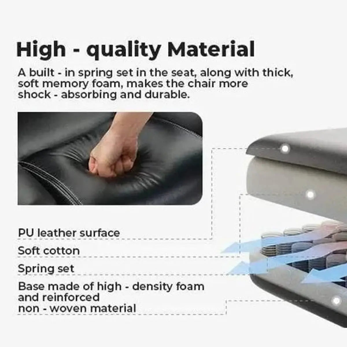 Doba ergonomic high-back office chair with liftable headrest, retractable footrest, PU leather, and 200kg capacity for big and tall users.