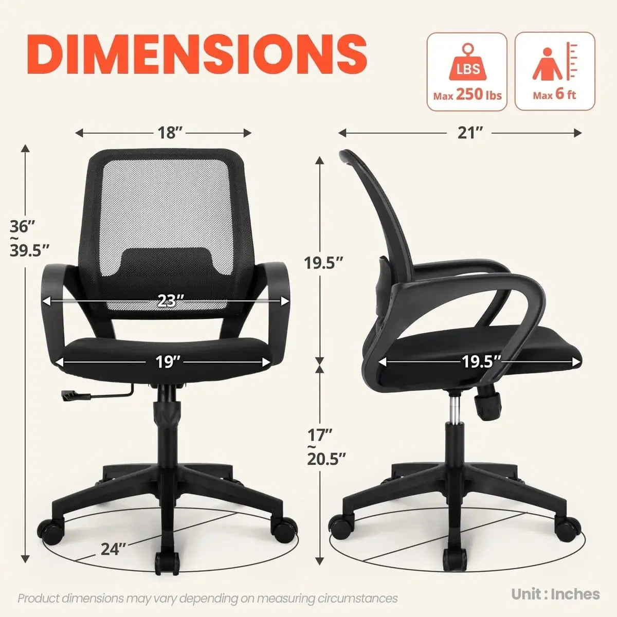 Black Doba MB5 ergonomic office chair with adjustable height, lumbar support, and mesh back for comfortable seating.