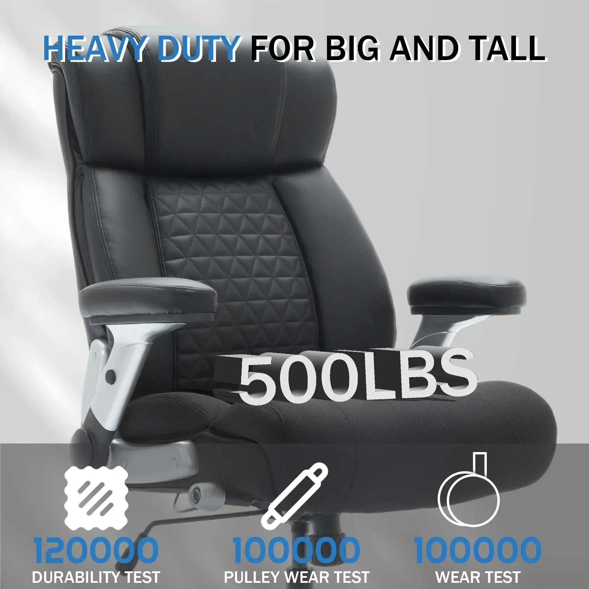 Black Doba heavy-duty office chair with ergonomic lumbar support and flip-up armrests for comfortable seating.