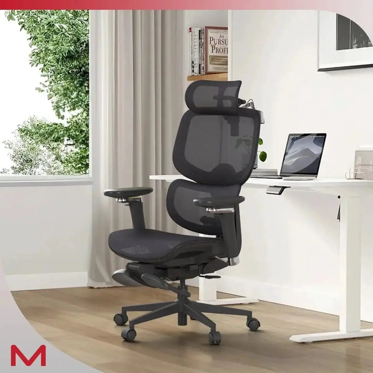 Doba D2 Pro ergonomic office chair with black metal mesh, lumbar support, and adjustable footrest for comfortable seating.