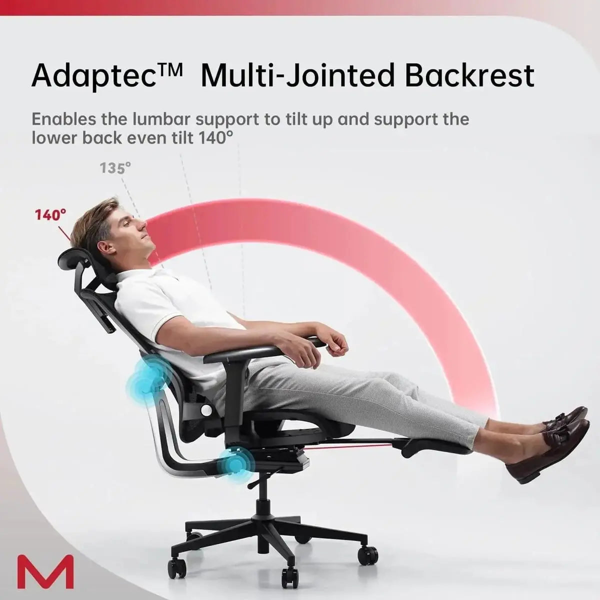 Doba Ultimate Comfort 3D ergonomic office chair with headrest, retractable footrest, and dynamic lumbar support in black mesh.