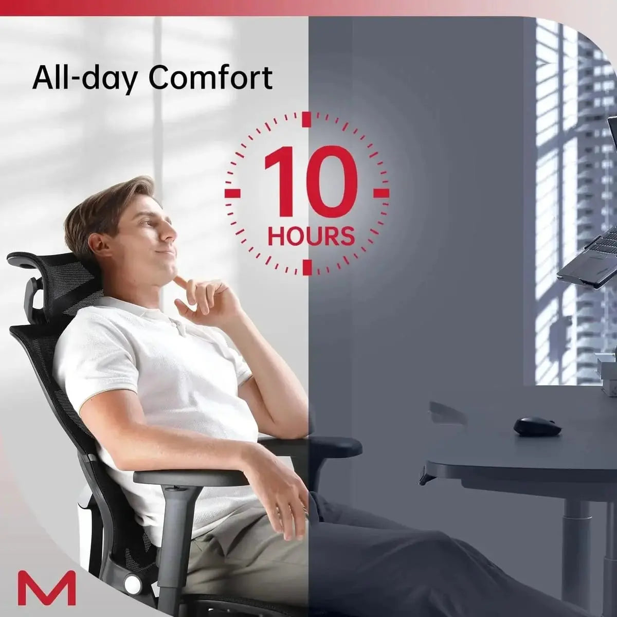 Doba Ultimate Comfort 3D ergonomic office chair with headrest, retractable footrest, and dynamic lumbar support in black metal mesh.