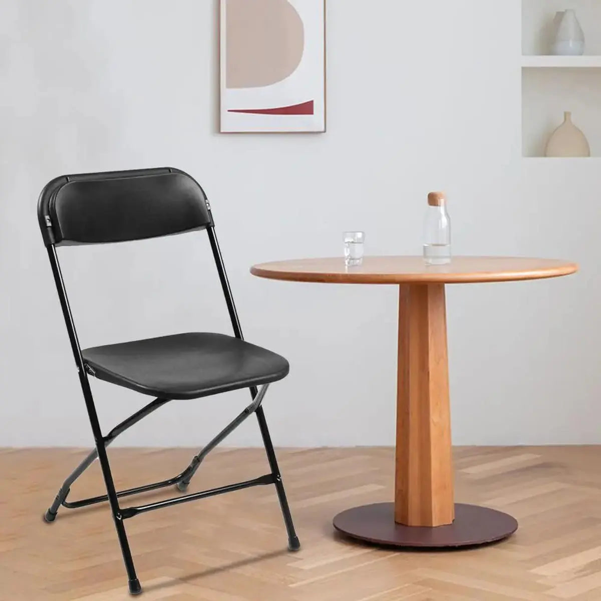 Doba black heavy-duty folding chair with 350 lb capacity, weatherproof and durable, suitable for outdoor or indoor use
